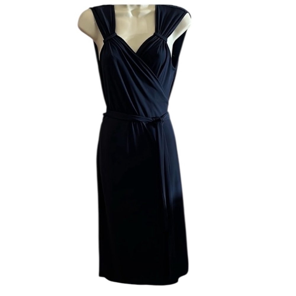 George size 12-14 Navy blue sleeveless wrap dress midi length